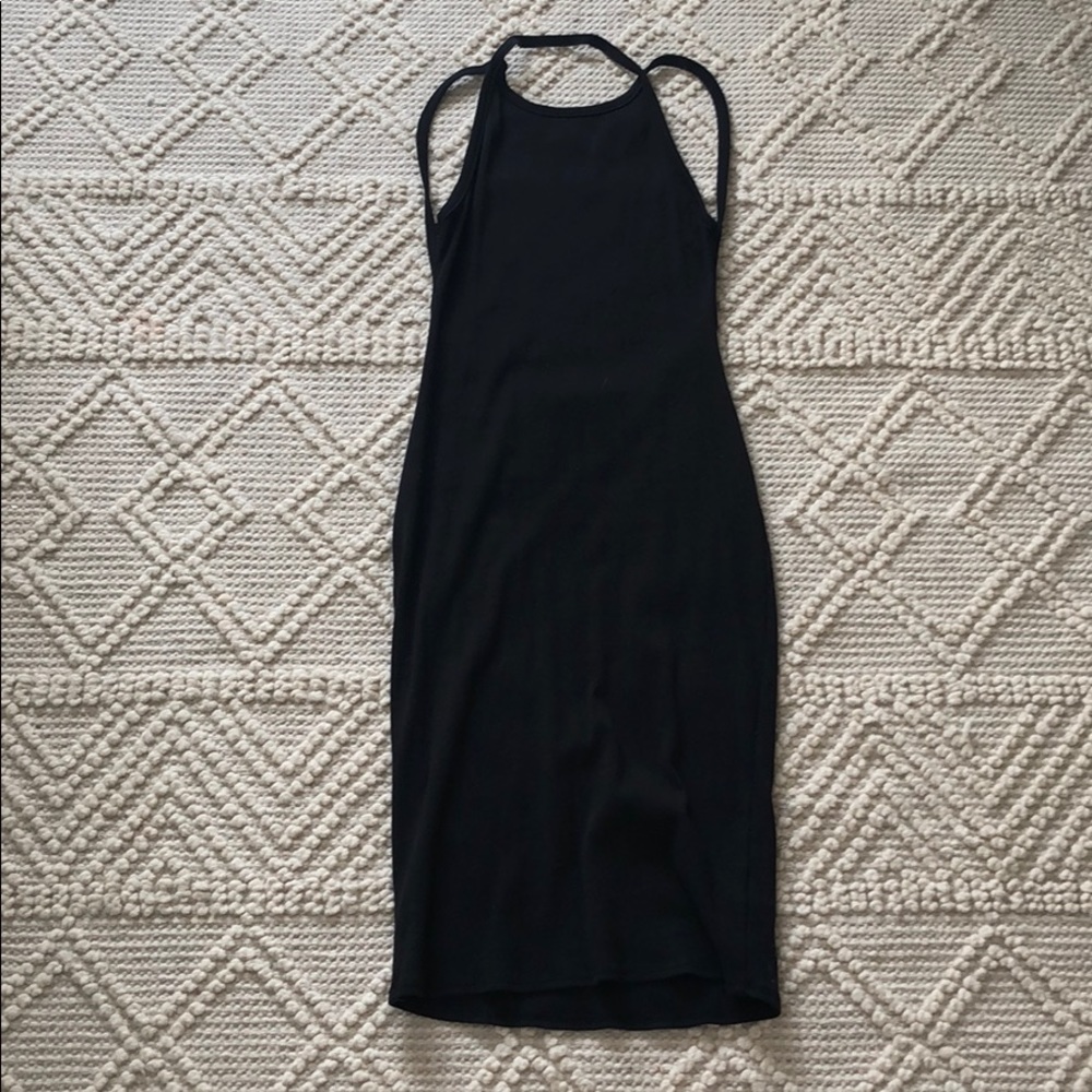 LBD backless ribbed midi dress